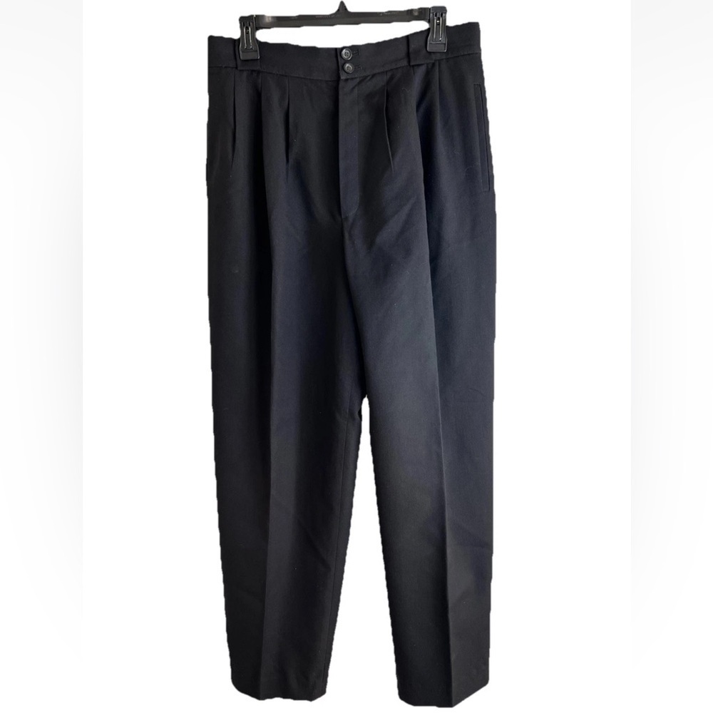 Vintage Giorgio Sant’Angelo Pants 30.5” Pure Wool Lined High Rise Pleated Black